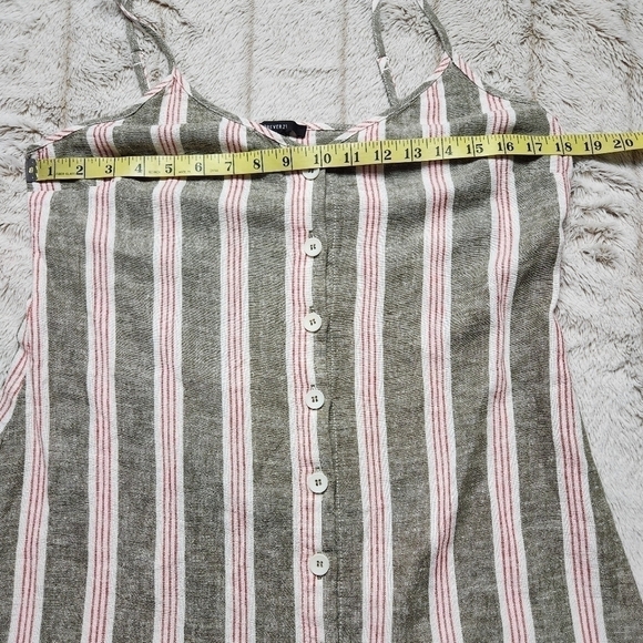 Size L Mini dress Spaghetti straps Linen blend Green white FOREVER 21 #79 - Picture 7 of 15